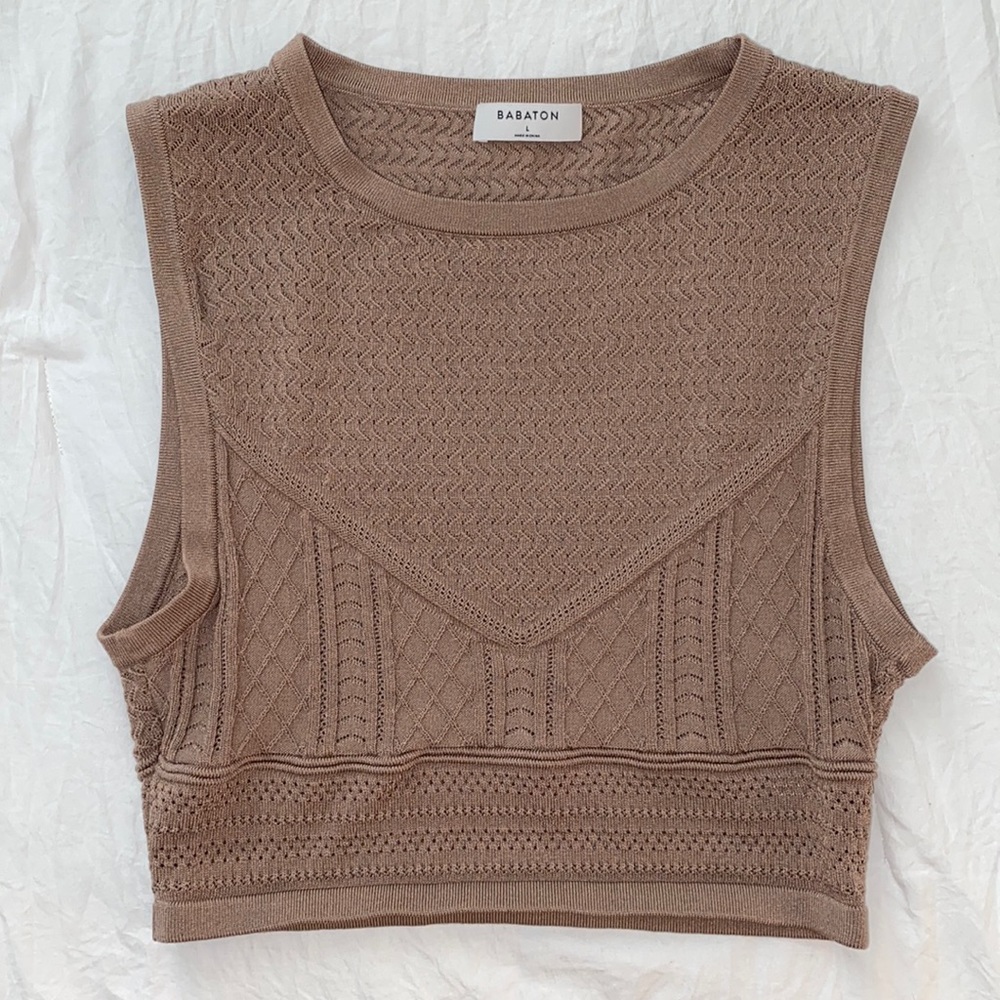 Aritzia Babaton Pointelle Cropped Tank, size Large